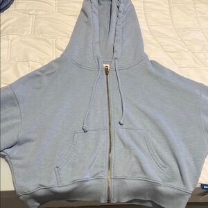 Light Blue Zip-Up Hoodie. Only Worn Once!